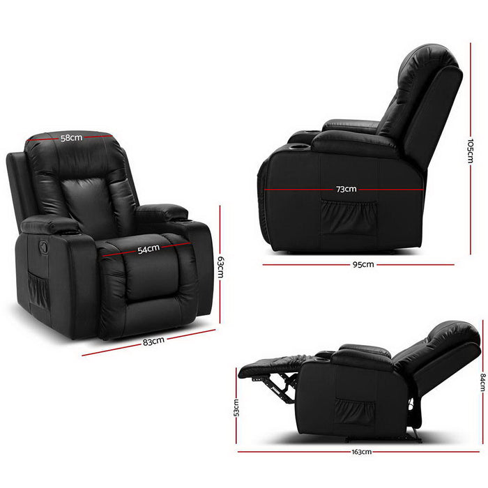 Electric Massage Chair Recliner Luxury Lounge Sofa Armchair Heat Leather