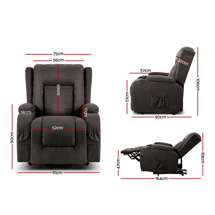 Electric Recliner Chair Lift Heated Massage Chairs Fabric Lounge Sofa