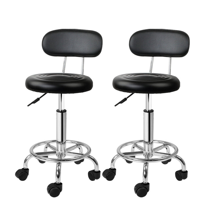 2X Salon Stool Swivel Backrest Chair Barber Hairdressing Hydraulic Height