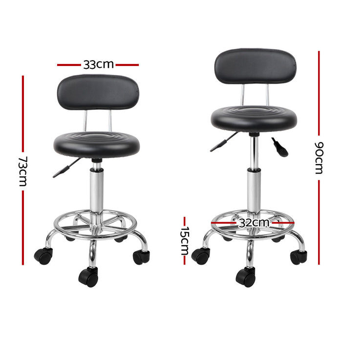 2X Salon Stool Swivel Backrest Chair Barber Hairdressing Hydraulic Height