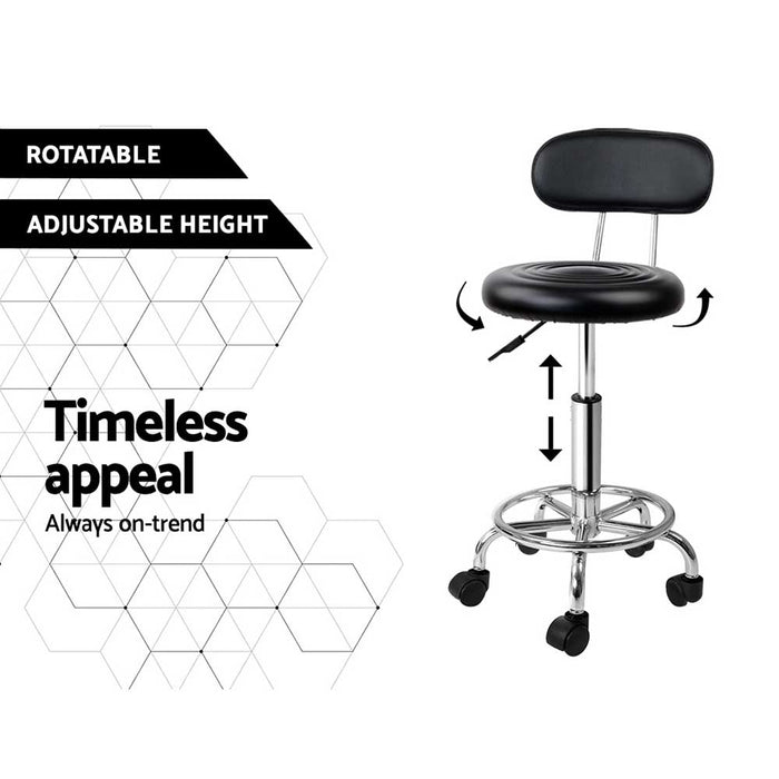 2X Salon Stool Swivel Backrest Chair Barber Hairdressing Hydraulic Height