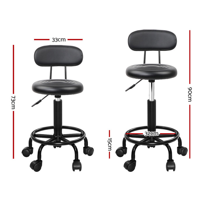 2X Salon Stool Swivel Backrest Chair Barber Hairdressing Hydraulic Lift