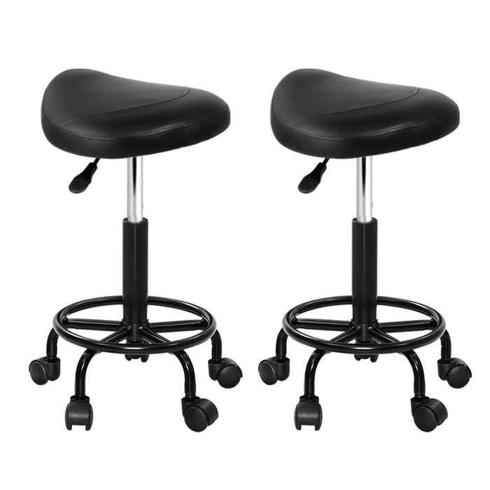 2X Saddle Salon Stool Swivel Barber Chairs Bar Stools Hydraulic Lift PU