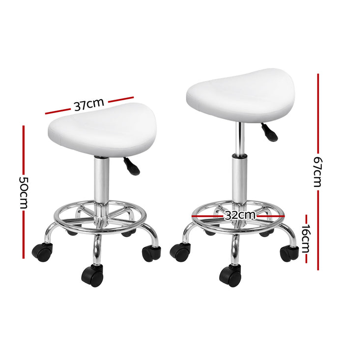 2X Saddle Salon Stool Swivel Barber Hair Dress Chair Hydraulic Lift White