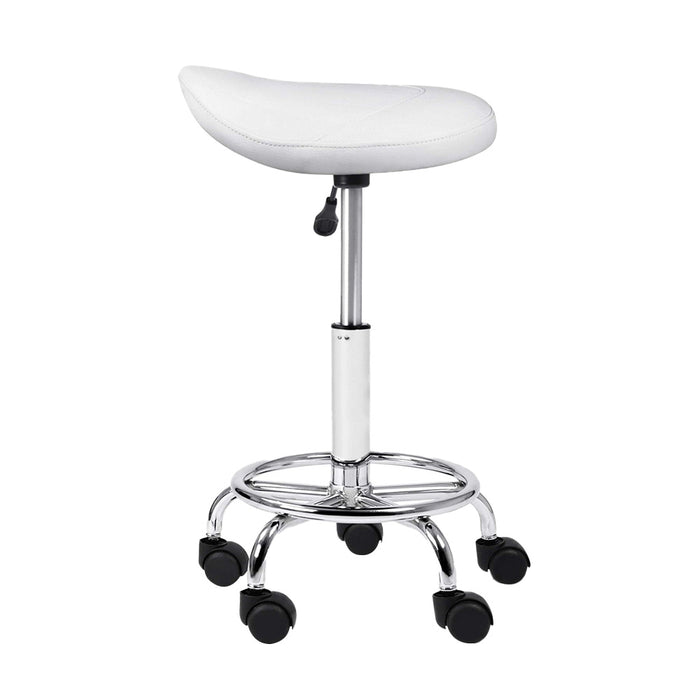 2X Saddle Salon Stool Swivel Barber Hair Dress Chair Hydraulic Lift White