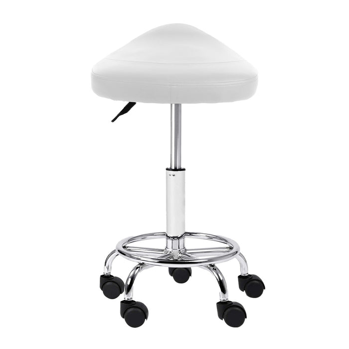 2X Saddle Salon Stool Swivel Barber Hair Dress Chair Hydraulic Lift White