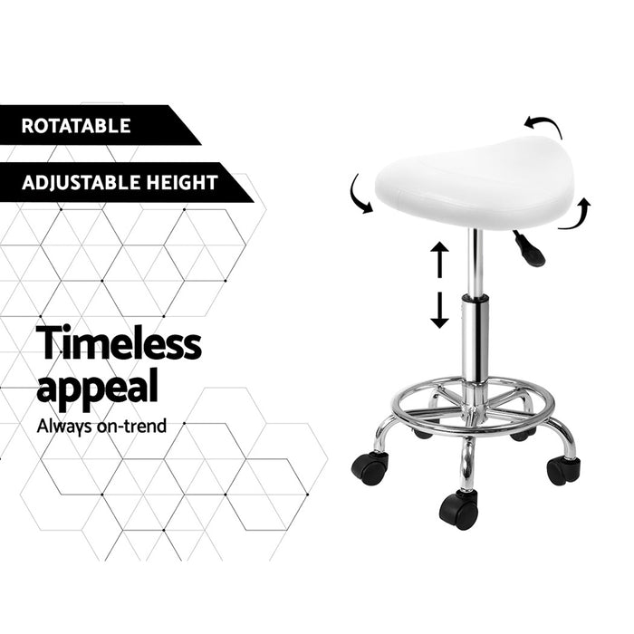 2X Saddle Salon Stool Swivel Barber Hair Dress Chair Hydraulic Lift White