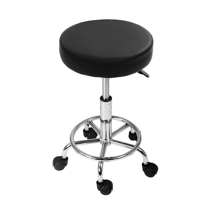 Round Salon Stool Black PU Swivel Barber Hair Dress Chair Hydraulic Lift