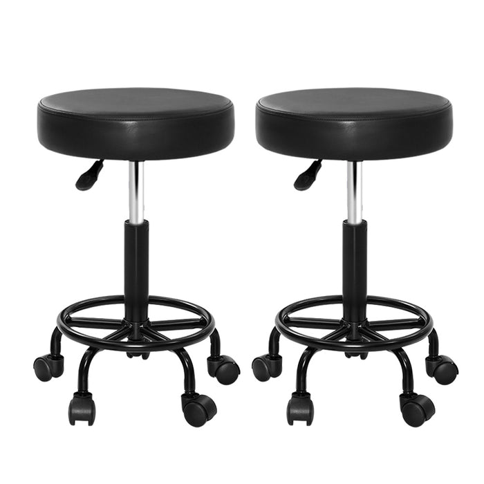 2X Salon Stool Swivel Round Barber Hair Bar Stools Hydraulic Lift Black