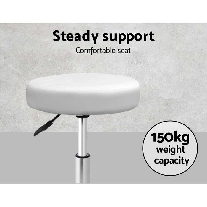 2X Salon Stool Swivel Round Barber Hair Bar Stools Hydraulic Lift White