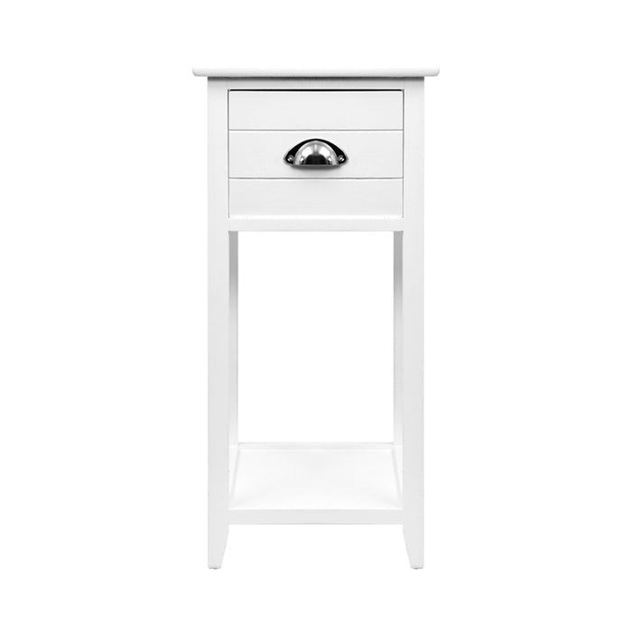 Bedside Table Nightstand Drawer Storage Cabinet Lamp Side Shelf White