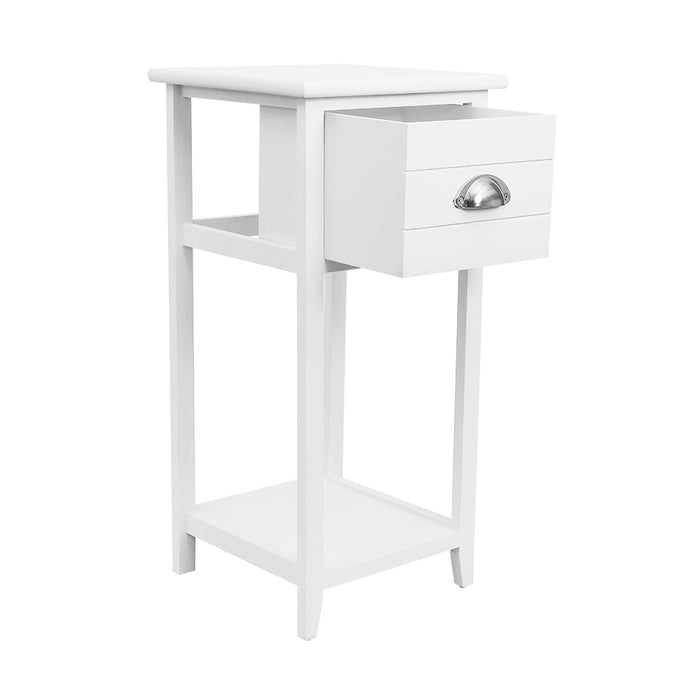 Bedside Table Nightstand Drawer Storage Cabinet Lamp Side Shelf White