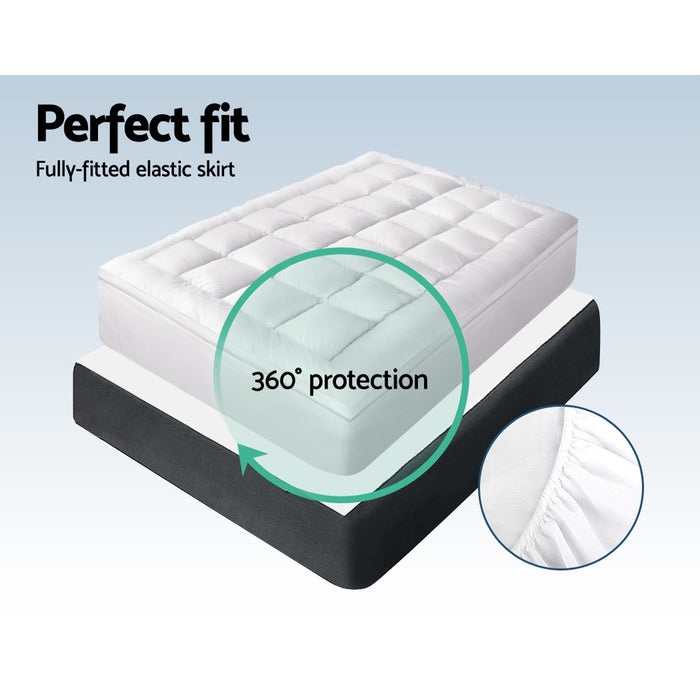 Single Mattress Topper Bamboo Fibre Pillowtop Protector