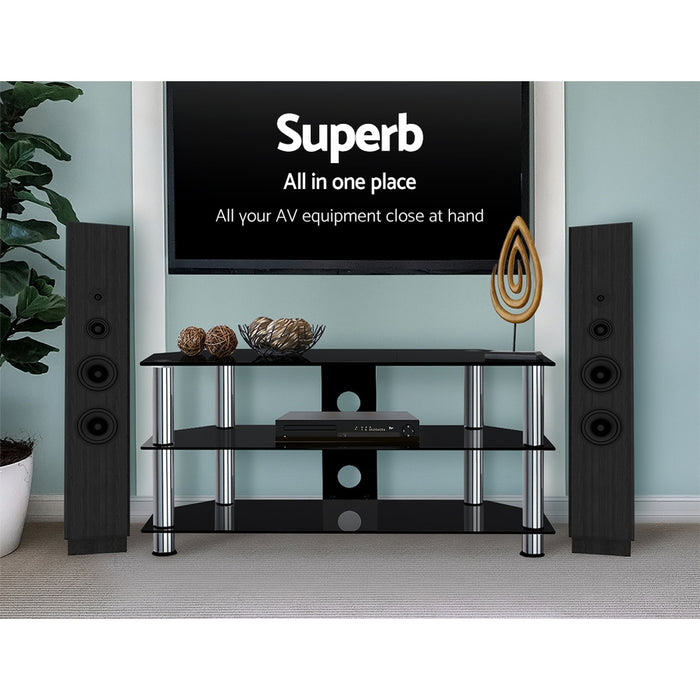 TV Stand Entertainment Unit Media Cabinet Temptered Glass 3 Tiers