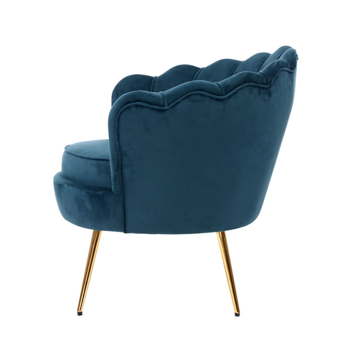 Armchair Lounge Chair Accent Retro Armchairs Lounge Shell Velvet Navy