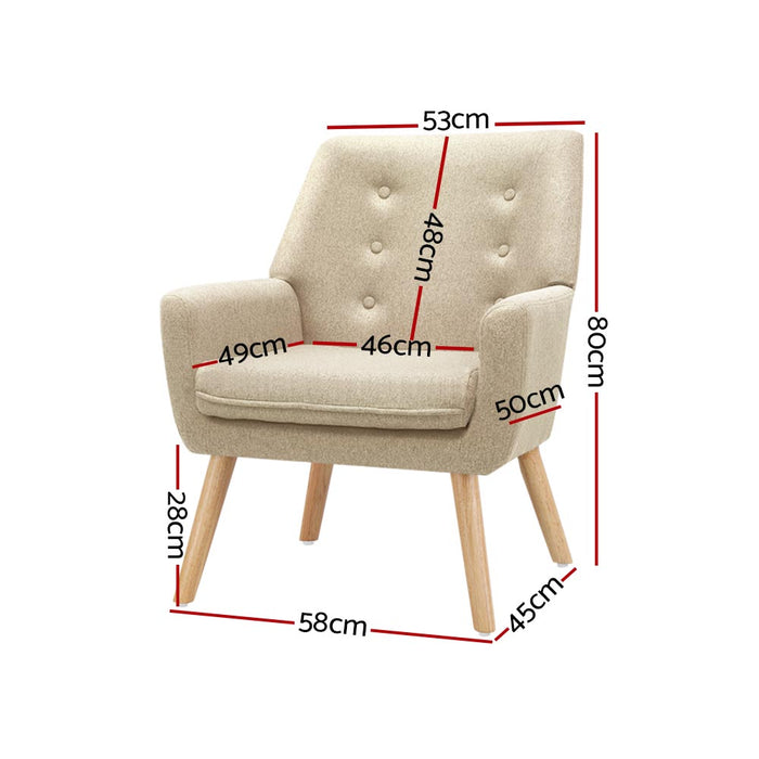 Fabric Dining Armchair - Beige