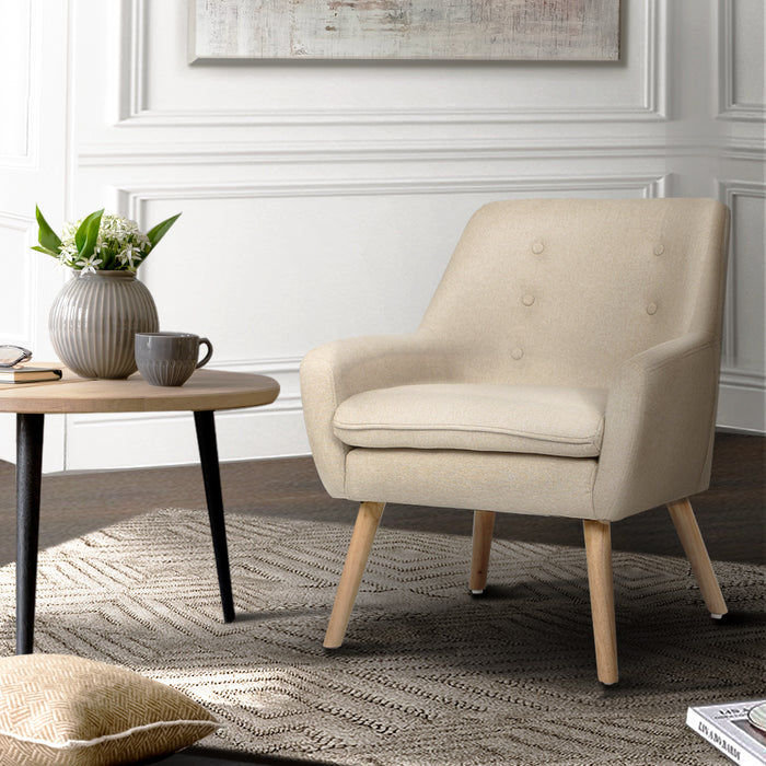 Fabric Dining Armchair - Beige