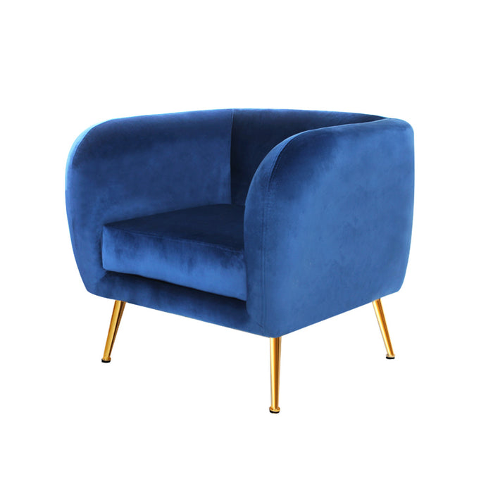 Armchair Lounge Arm Chair Sofa Accent Armchairs Chairs Couch Velvet Navy