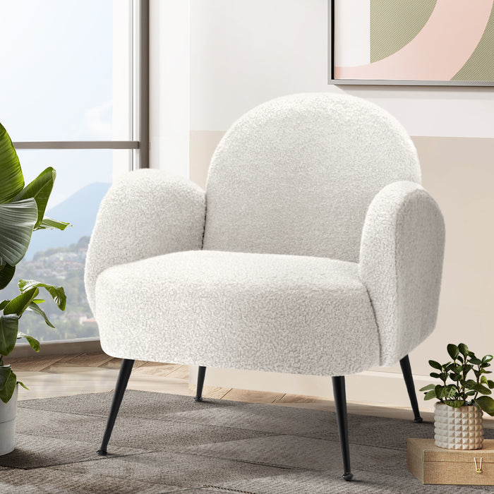 Armchair Lounge Chair Armchairs Accent Arm Chairs Sherpa Boucle White