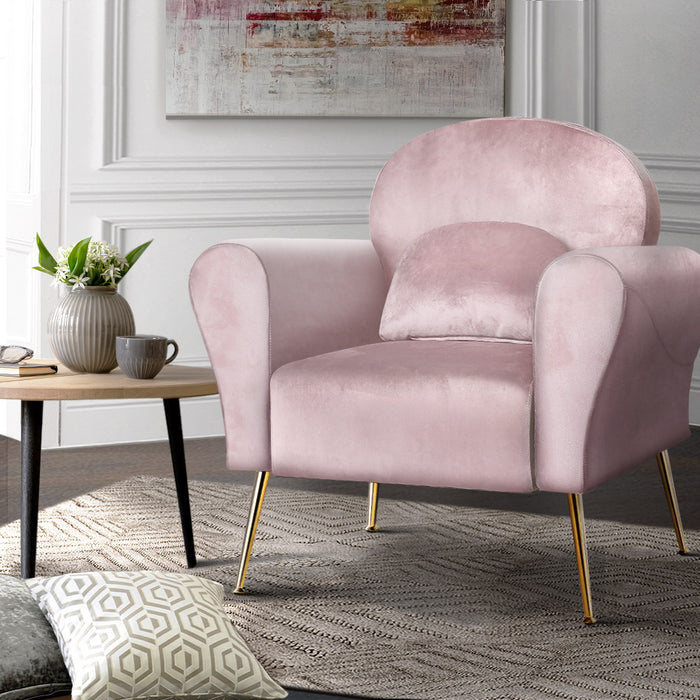 Armchair Lounge Chair Accent Armchairs Chairs Sofa Pink Velvet Cushion