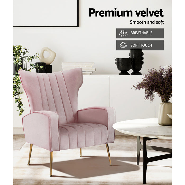 Armchair Lounge Chair Accent Armchairs Chairs Velvet Sofa Pink Seat