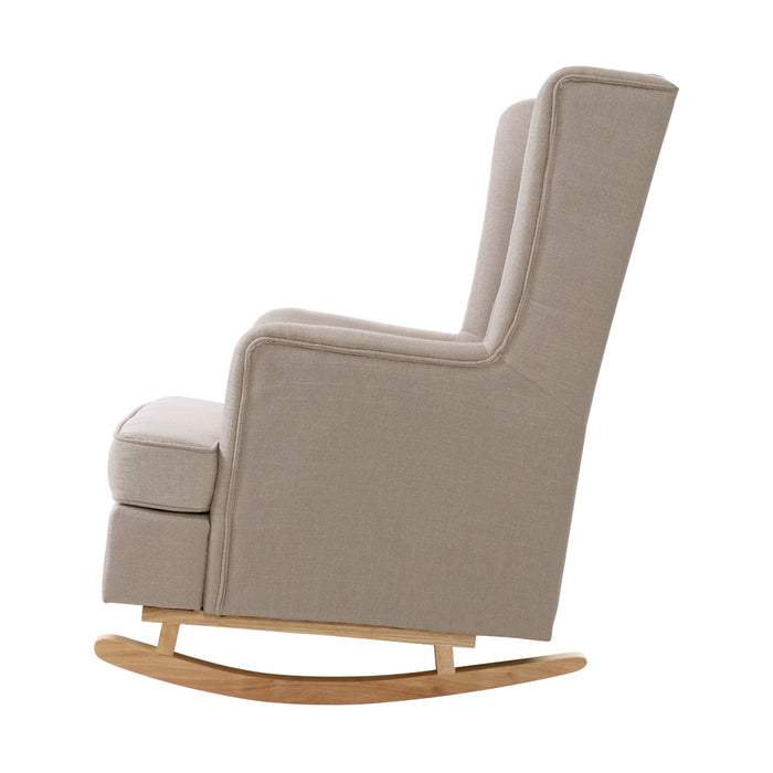 Rocking Armchair Feedining Chair Fabric Armchairs Lounge Recliner Beige