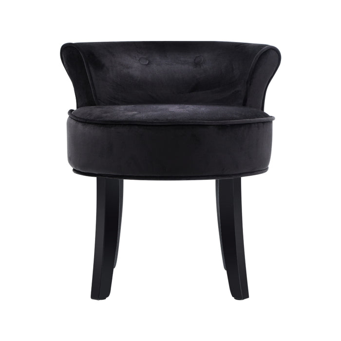 Velvet Vanity Stool Backrest Stools Dressing Table Chair Makeup Bedroom Black