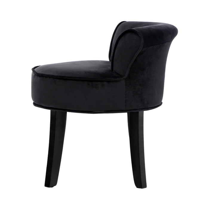 Velvet Vanity Stool Backrest Stools Dressing Table Chair Makeup Bedroom Black