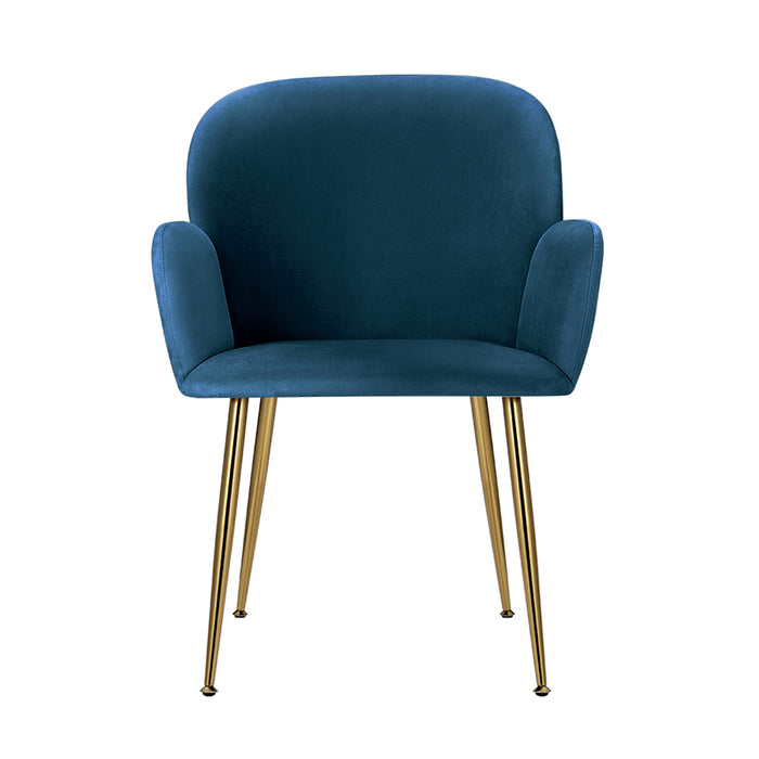 Set of 2 Delilah Dining Chair Armchairs Velvet Blue