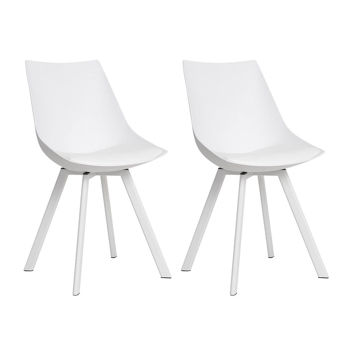 Set of 2 Lylette Dining Chairs Cafe Chairs PU Leather Padded Seat White