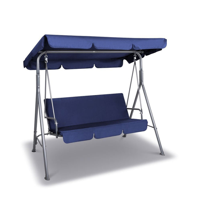 Milano Outdoor Swing Bench Seat Chair Canopy Furniture 3 Seater Garden Hammock - Dark Blue