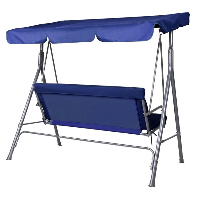 Milano Outdoor Swing Bench Seat Chair Canopy Furniture 3 Seater Garden Hammock - Dark Blue