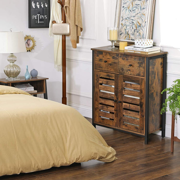 Floor Cabinet with 1 Drawer and Shelf Rustic Brown