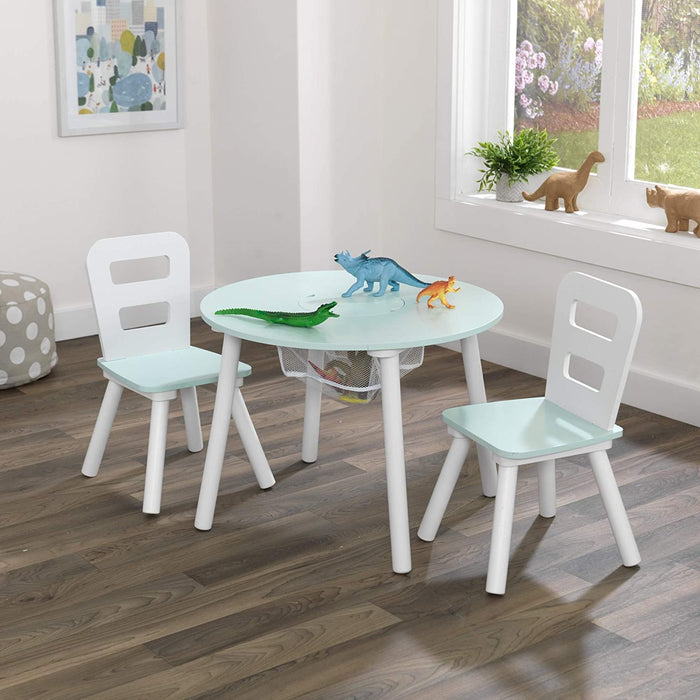 Round Table and 2 Chair Set for children (Mint)