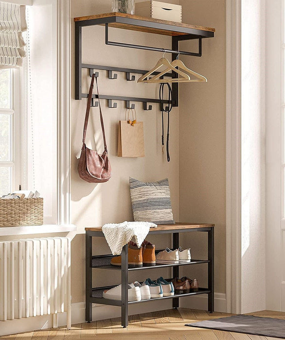 3-Tier Shoe Rack, Industrial Shoe Organizer Storage Bench