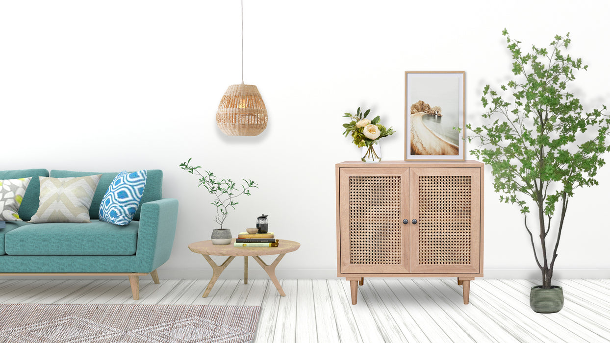 Rattan Hallway Table With 2 Doors