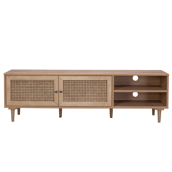 Rattan TV Unit With 2 Doors & Shelves