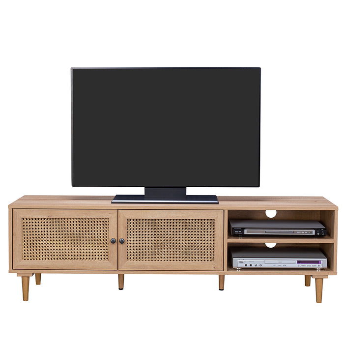 Rattan TV Unit With 2 Doors & Shelves