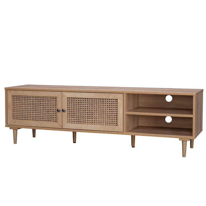 Rattan TV Unit With 2 Doors & Shelves