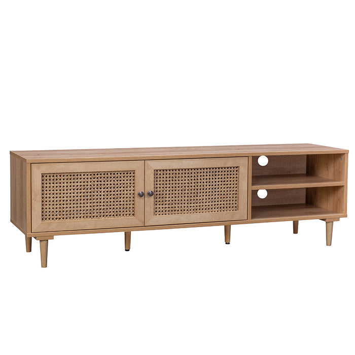 Rattan TV Unit With 2 Doors & Shelves