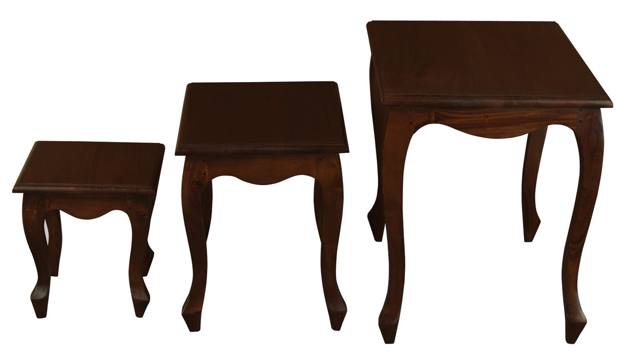 Queen Ann Nest of Table Set of 3 (Mahogany)