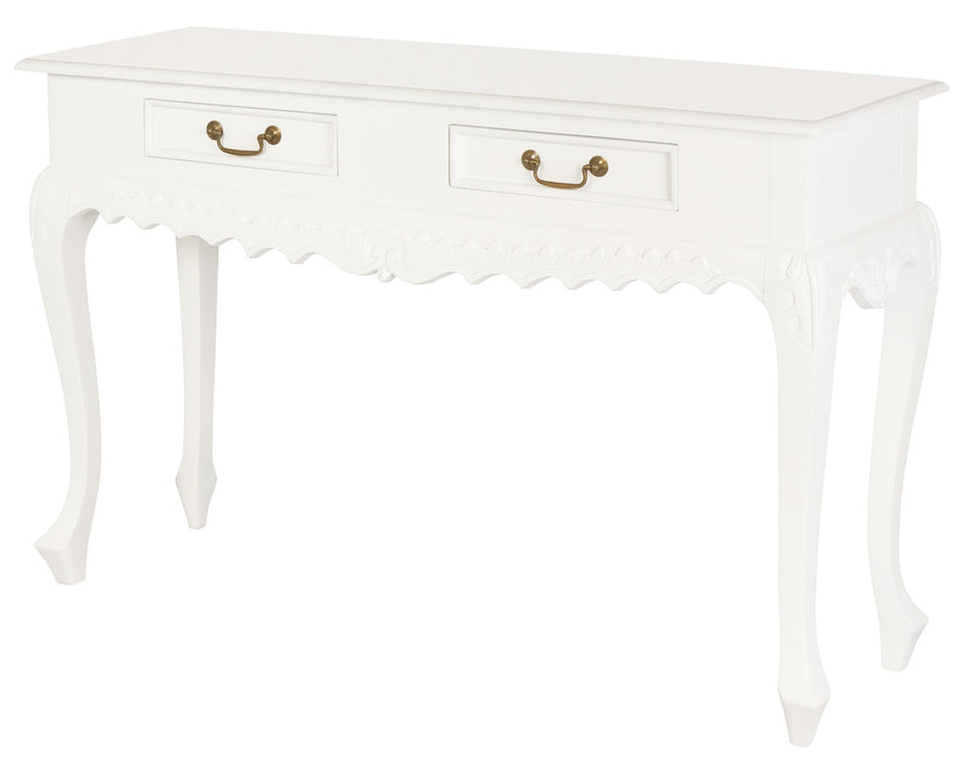 Seine 2 Drawer  Carved Sofa Table (White)