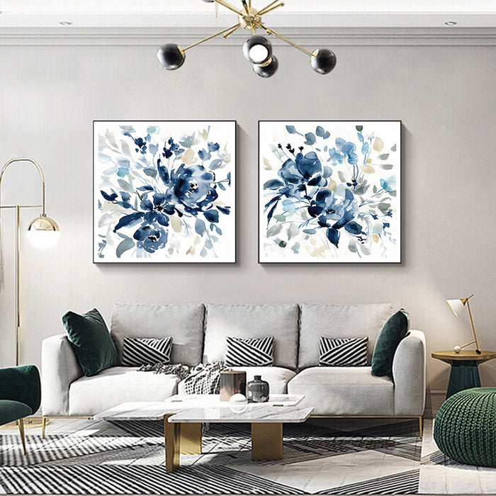 70cmx70cm Indigo Garden By Carol Robinson 2 Sets Black Frame Canvas Wall Art