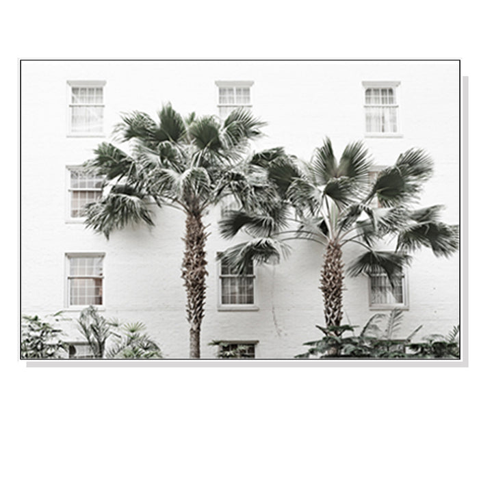 50cmx70cm Palm Tree White Frame Canvas Wall Art