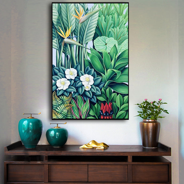 50cmx70cm Tropical plants Black Frame Canvas Wall Art