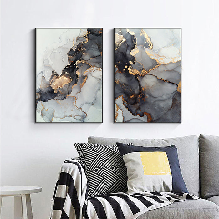 50cmx70cm Black Splash 2 Sets Black Frame Canvas Wall Art