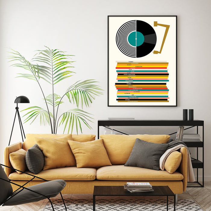 50cmx70cm Music Black Frame Canvas Wall Art