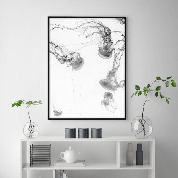 50cmx70cm Jellyfish Black Frame Canvas Wall Art