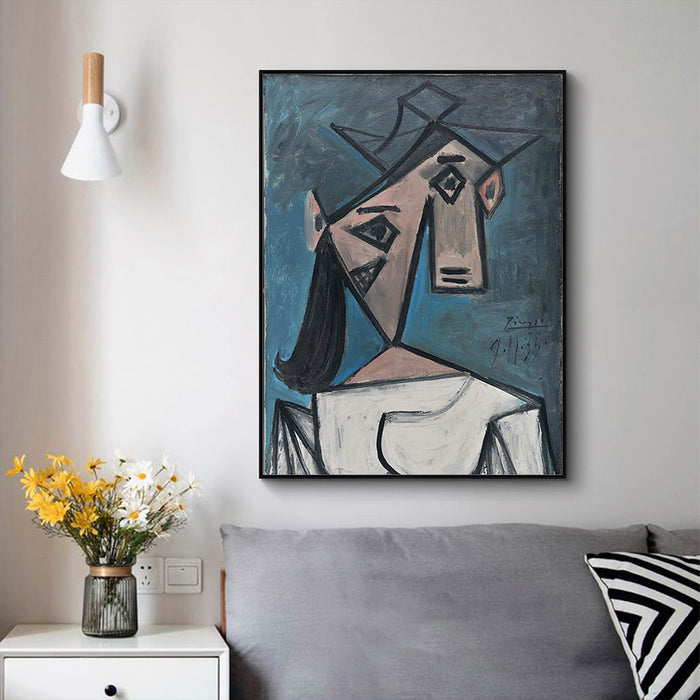 50cmx70cm Head Of A Woman By Pablo Picasso Black Frame Canvas Wall Art