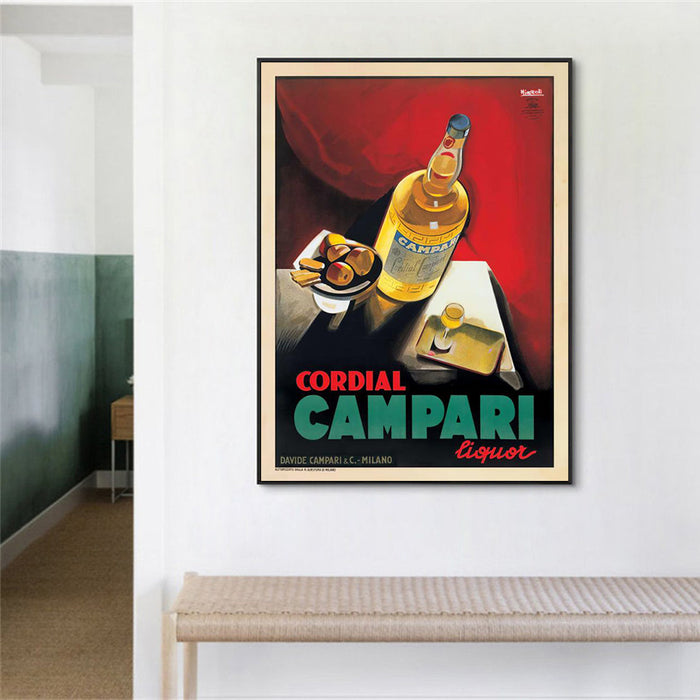 50cmx70cm Cordial Campari Liquor Black Frame Canvas Wall Art